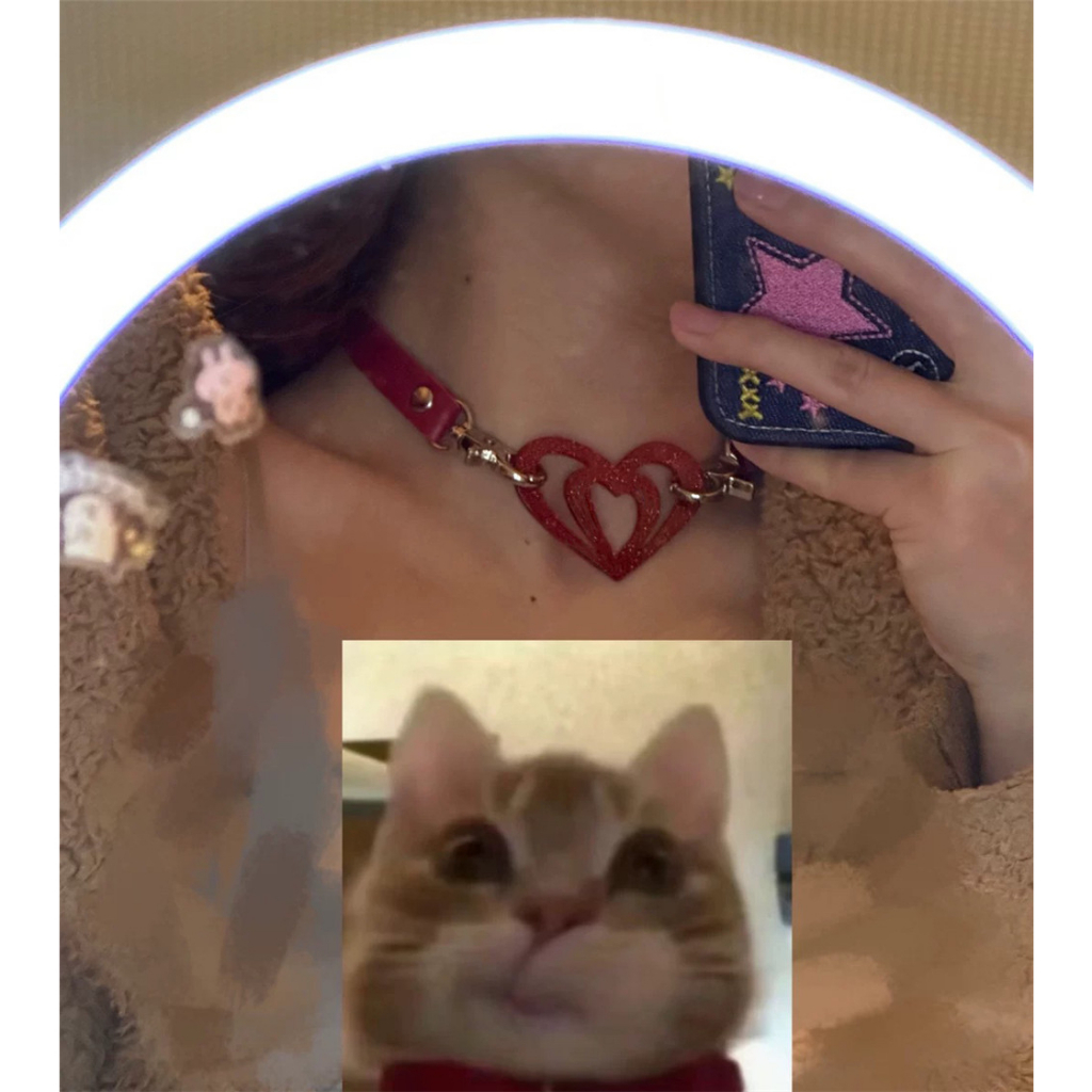 Vòng Cổ choker Mặt Ghép Hình Trái Tim acetate Nuche y2k hot girls