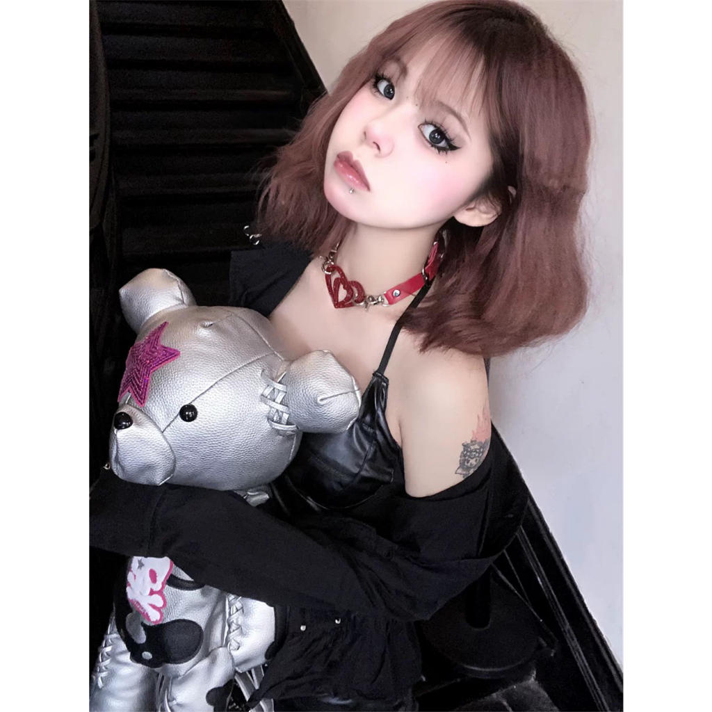Vòng Cổ choker Mặt Ghép Hình Trái Tim acetate Nuche y2k hot girls