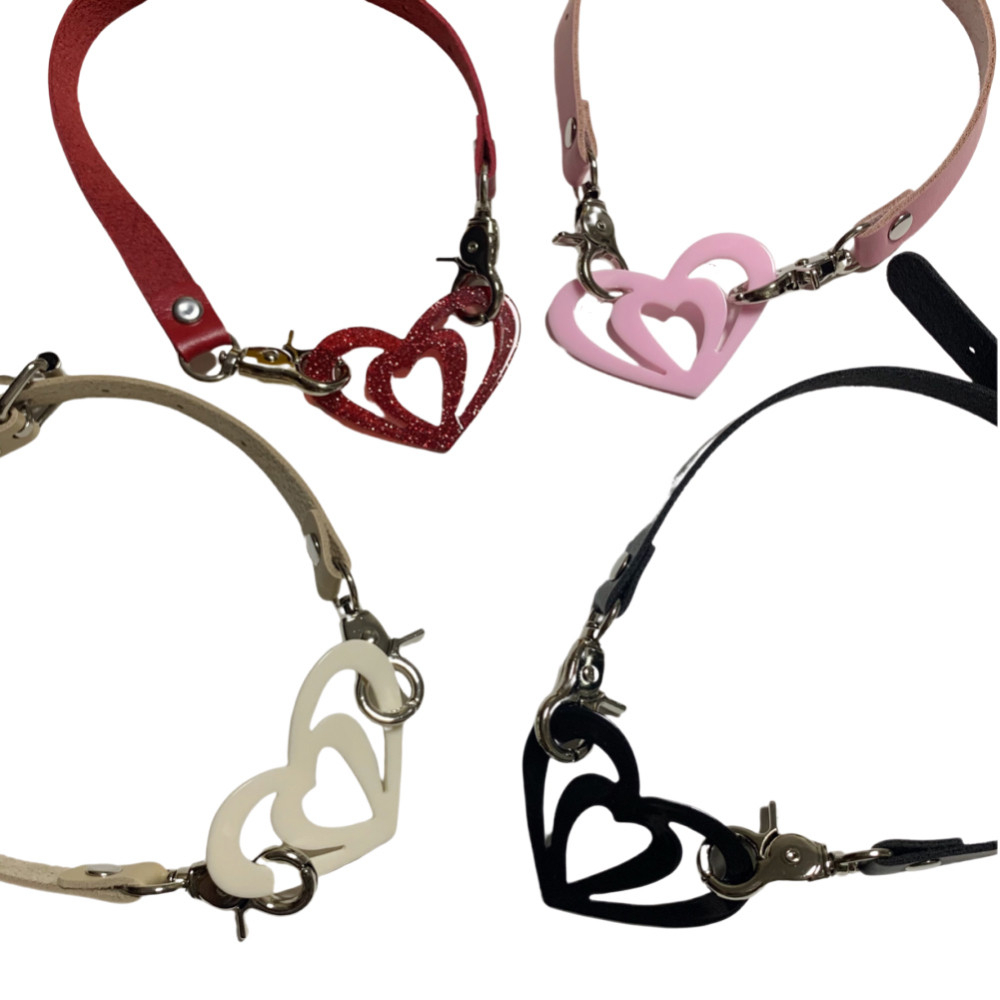 Vòng Cổ choker Mặt Ghép Hình Trái Tim acetate Nuche y2k hot girls