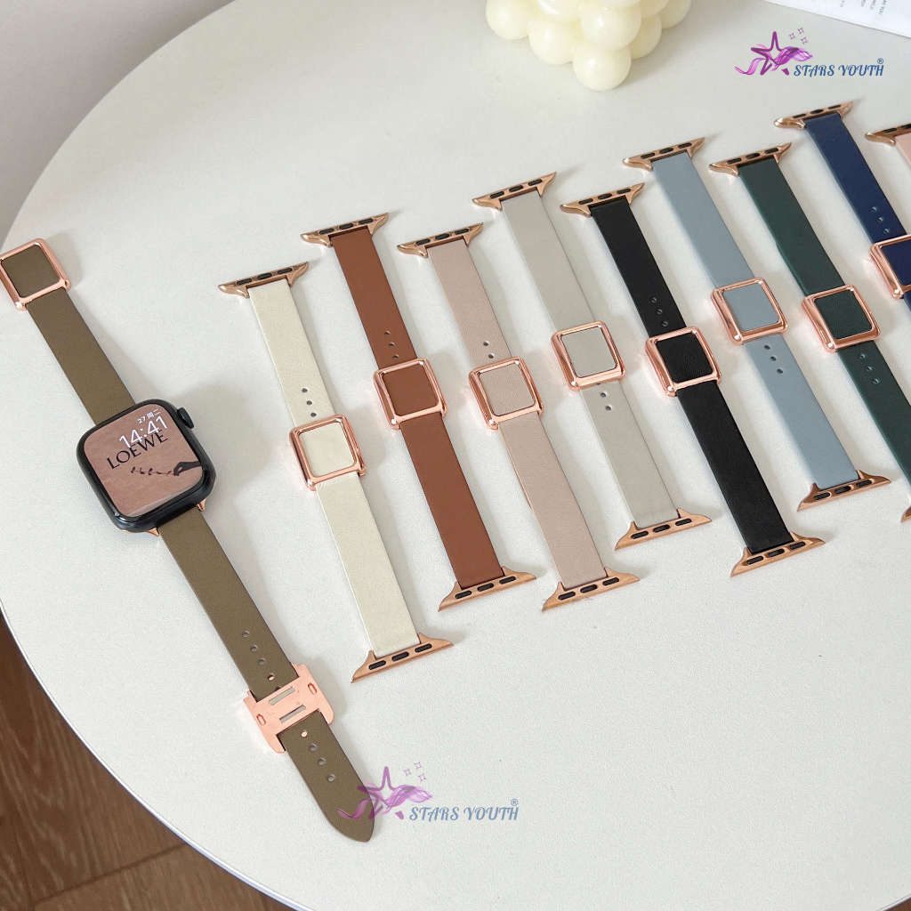 Dây Đeo Đồng Hồ Bằng Da Siêu Mỏng Cho App * le Watch Series 8 Ultra 7 6 5 4 3 2 1