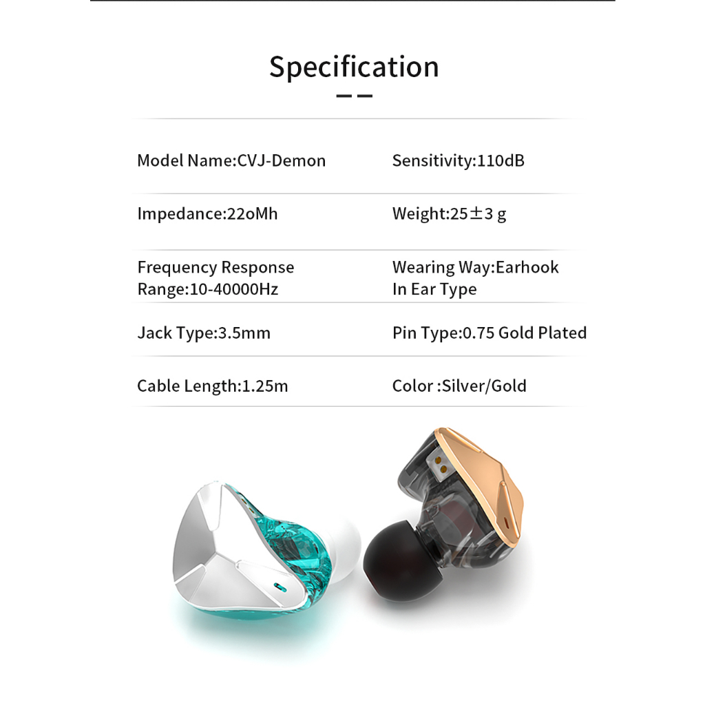 Tai Nghe CVJ Demon Có Dây Jack 3.5mm Âm Thanh HiFi Chất Lượng Cao
