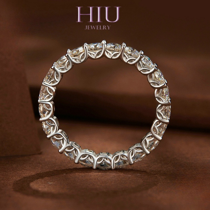 Kim Cương Nhân Tạo Moissanite (3mm) S925 nhẫn bạc tinh khiết Nữ 2.2 Carat Moissanite S925 Cho Nữ ，2,2 carat màu D có thể vượt qua bút kim cương đầy nhẫn kim cương
