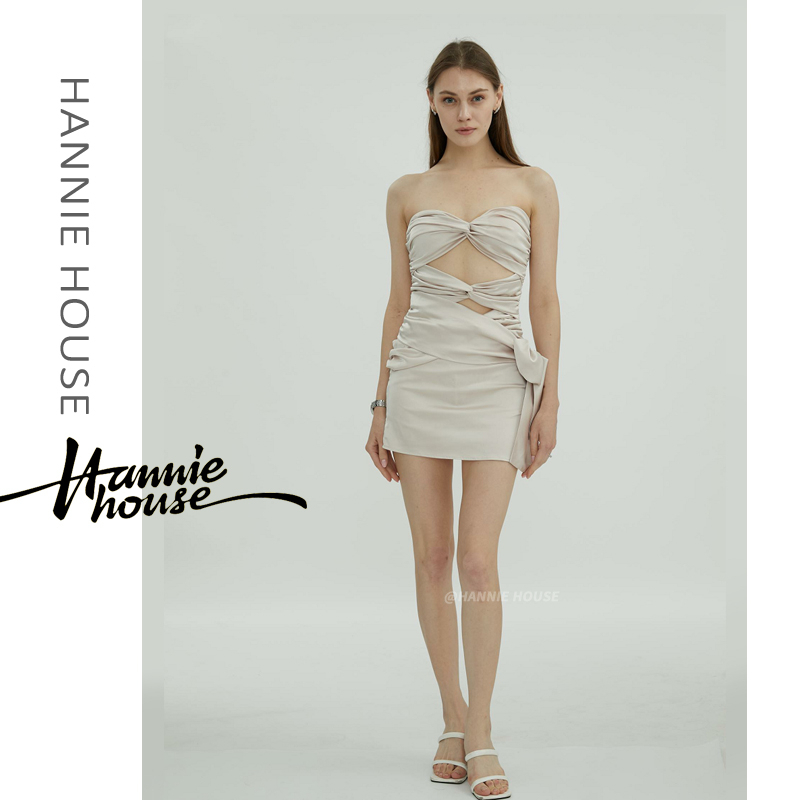 Hannie-đầm Ôm Ngực Hở Lưng Buộc Dây Khoét Rỗng Cho Nữ