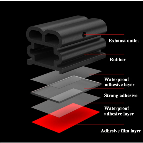 Dải Cao Su Hai Lớp Cách Âm Chống Nước Dán Cửa Xe Hơi / Mui Xe