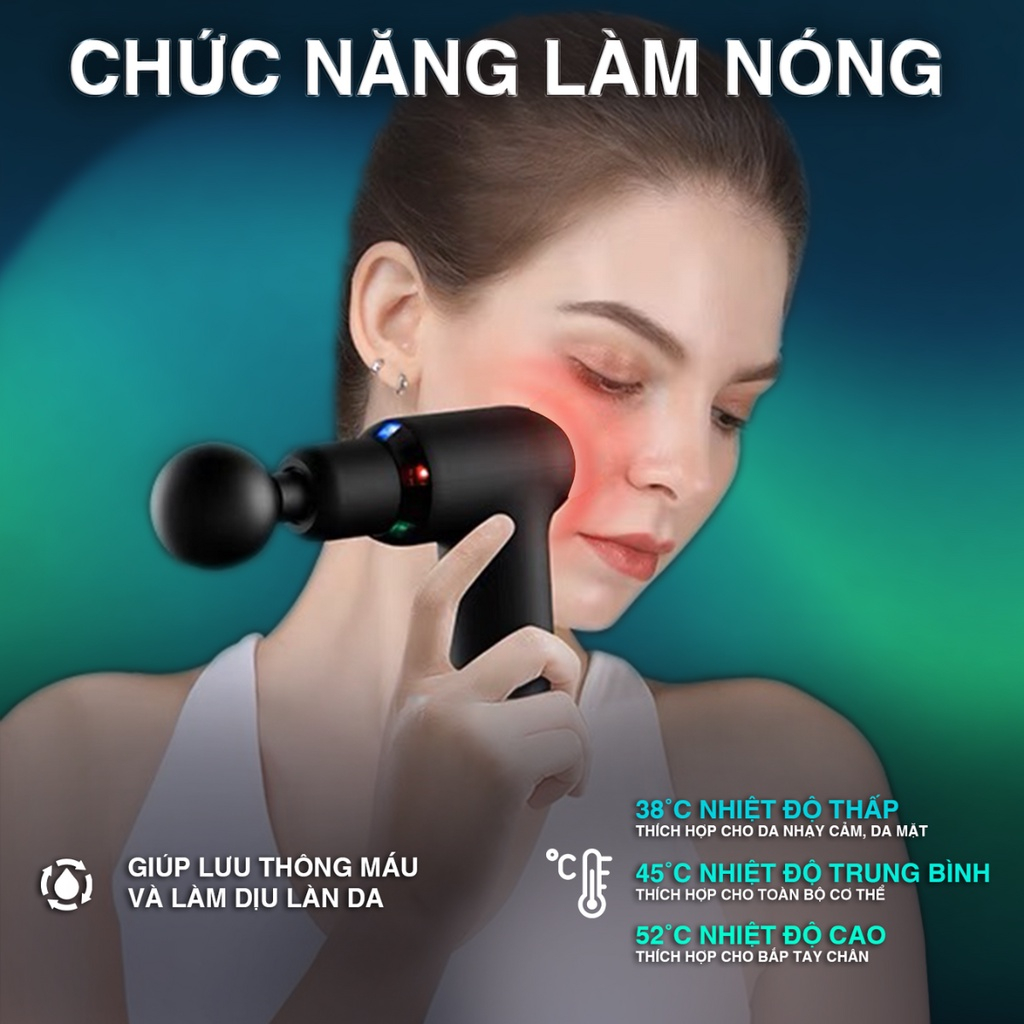 Máy Mát Xa Áp Suất Sưởi Ấm 4 Đầu Cầm Tay Với 8 Chế Độ Thư Giãn Cơ Và Mát Xa Usb Mini
