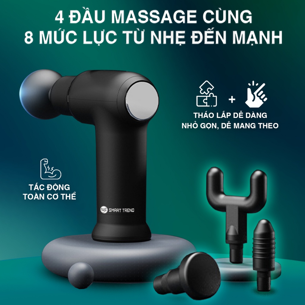 Máy Mát Xa Áp Suất Sưởi Ấm 4 Đầu Cầm Tay Với 8 Chế Độ Thư Giãn Cơ Và Mát Xa Usb Mini