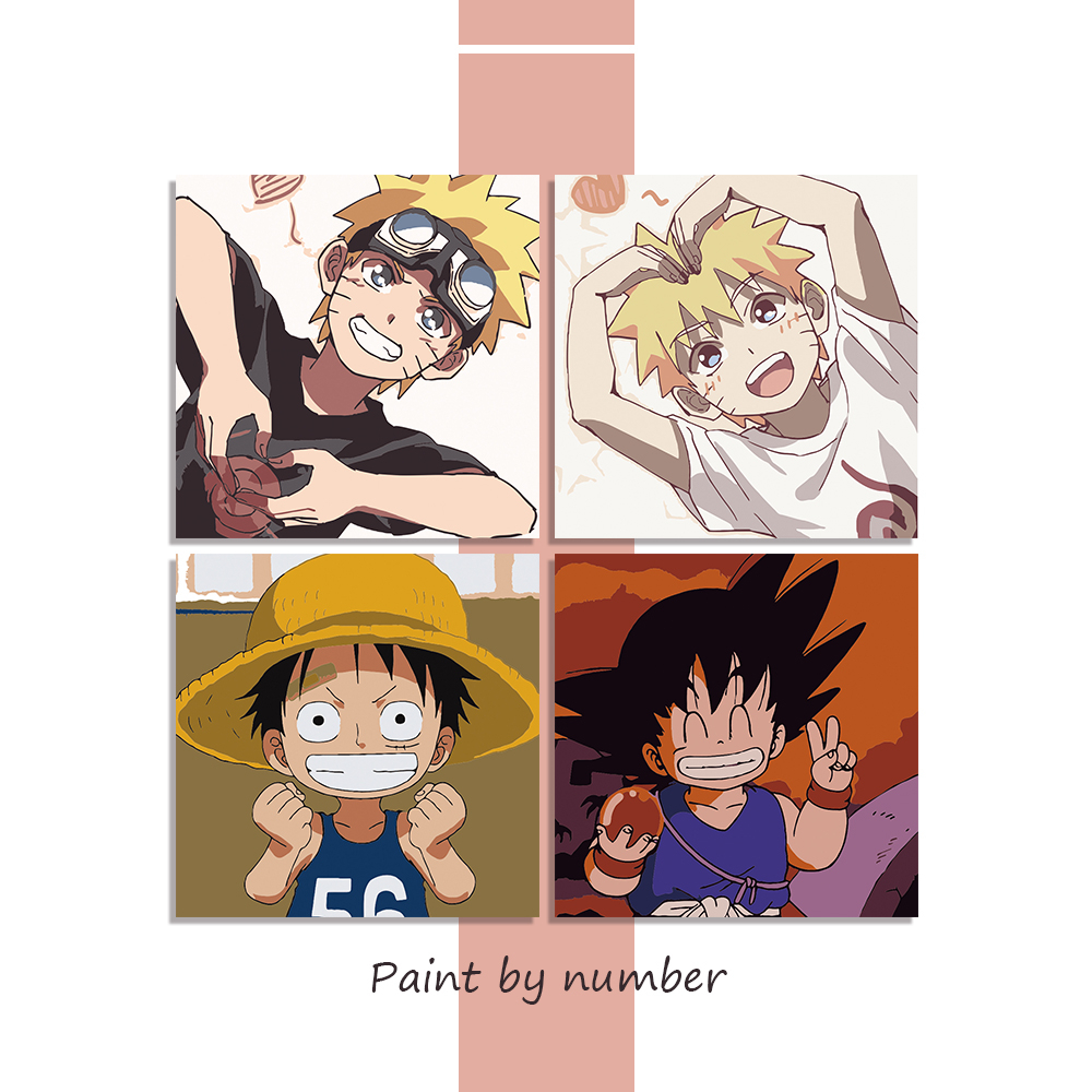 Tranh tô màu theo số 20*20/30*30cm có khung-anime/One Piece/sơn acrylic/tranh trang trí