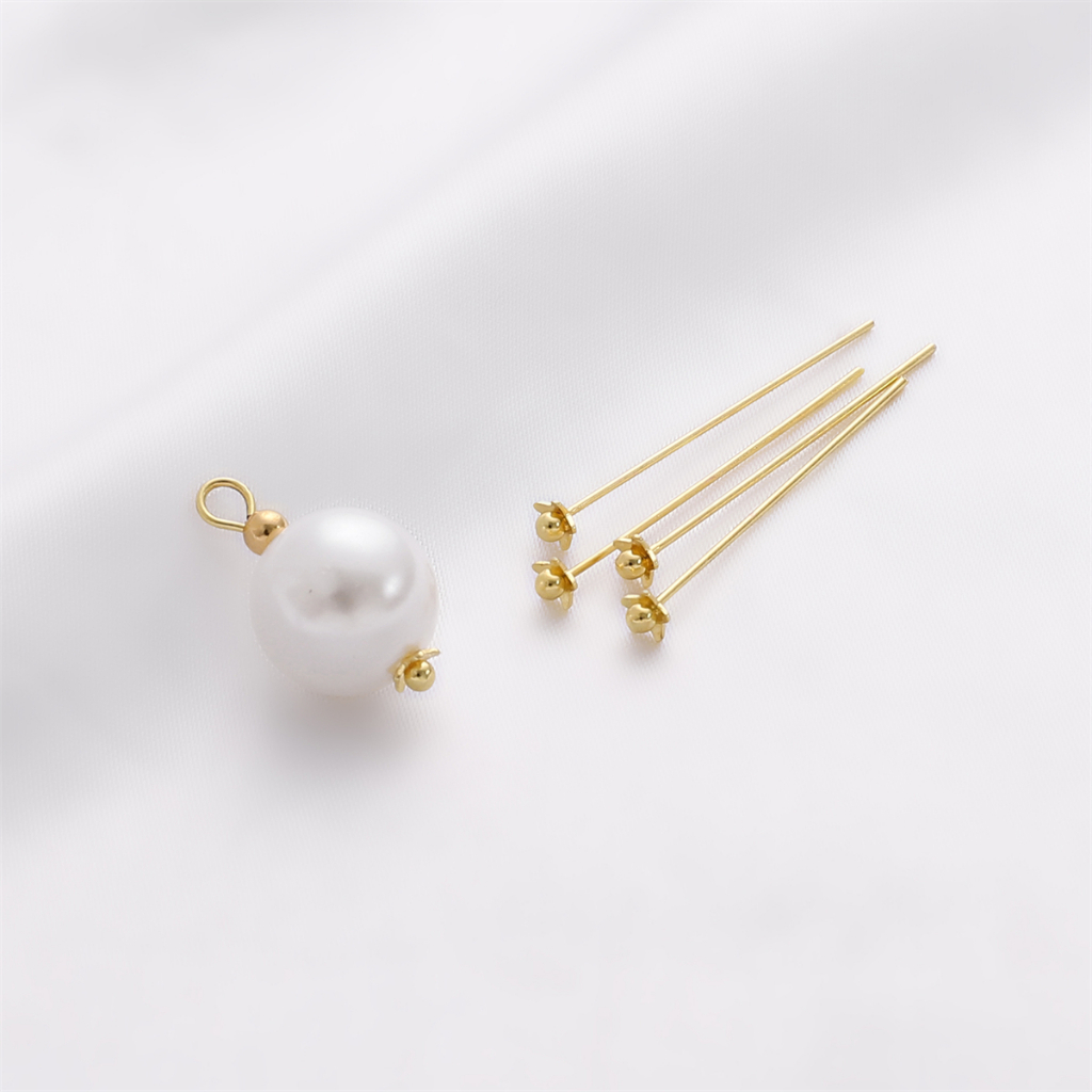 Hạt Cườm Mạ Vàng 14K 0.6 X30mm Hình Bông Hoa Dùng Làm Mặt Dây Chuyền
