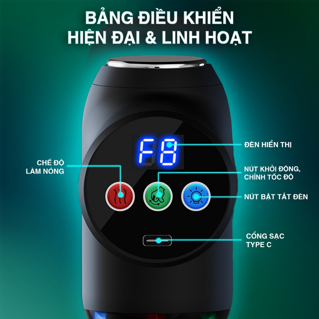 Máy Mát Xa Áp Suất Sưởi Ấm 4 Đầu Cầm Tay Với 8 Chế Độ Thư Giãn Cơ Và Mát Xa Usb Mini