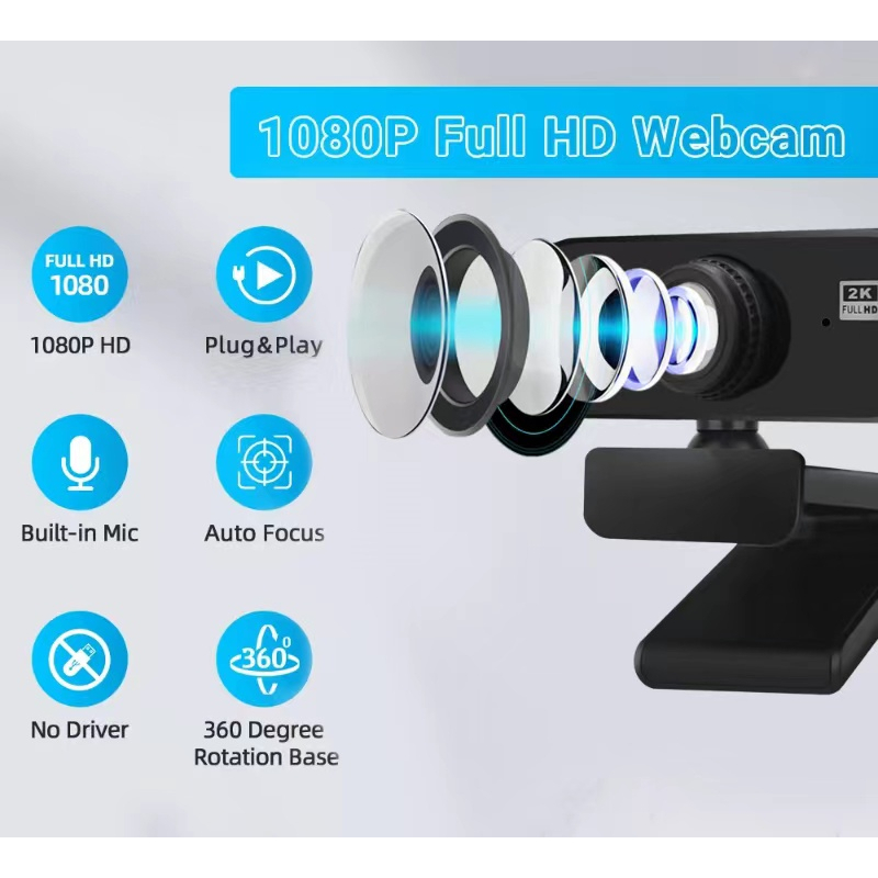 Webcam EVEBOT USB 1080p tự động lấy nét kèm mic chất lượng cao