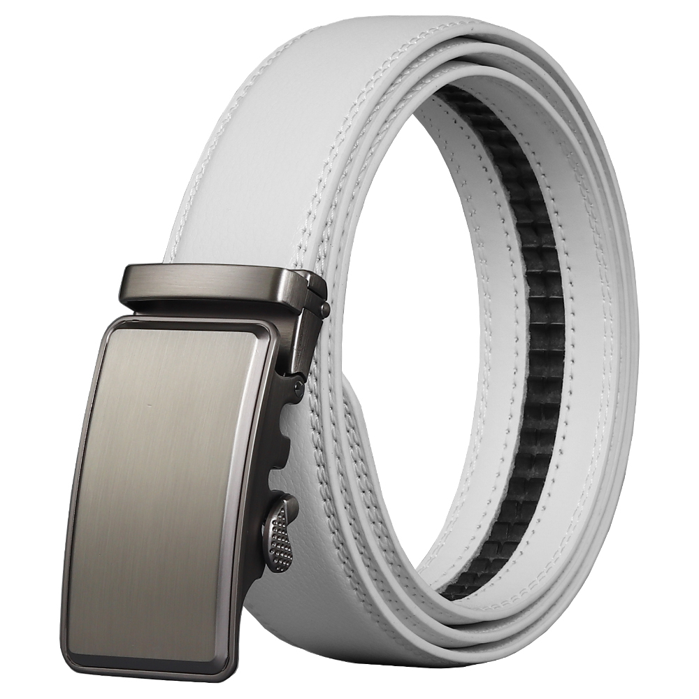 Thắt Lưng Da Màu Trắng Khóa Kim Loại Tự Động Rộng 3.5Cm Thời Trang Cho Nam