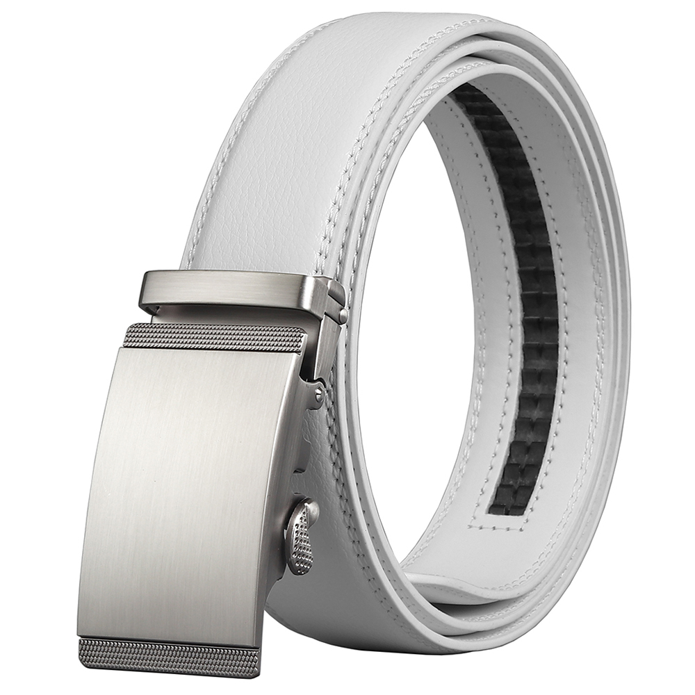 Thắt Lưng Da Màu Trắng Khóa Kim Loại Tự Động Rộng 3.5Cm Thời Trang Cho Nam