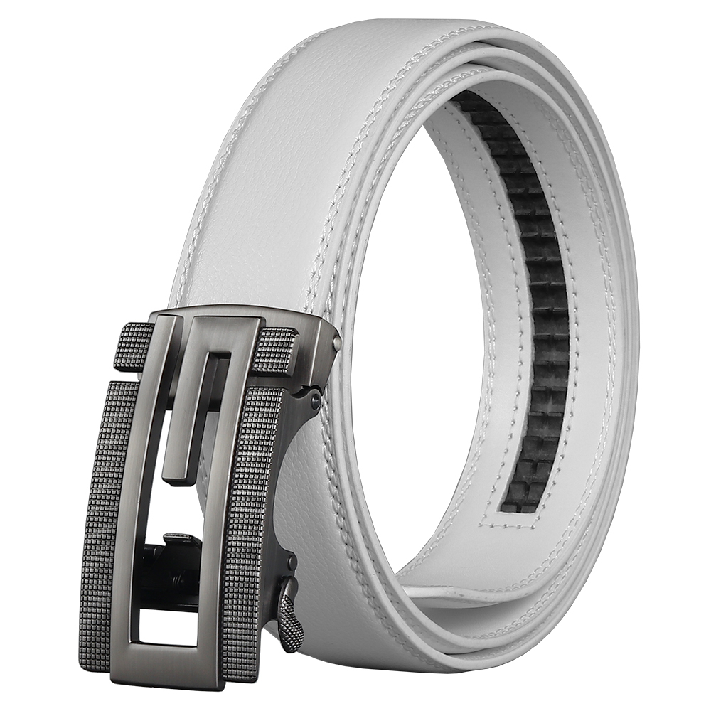 Thắt Lưng Da Màu Trắng Khóa Kim Loại Tự Động Rộng 3.5Cm Thời Trang Cho Nam