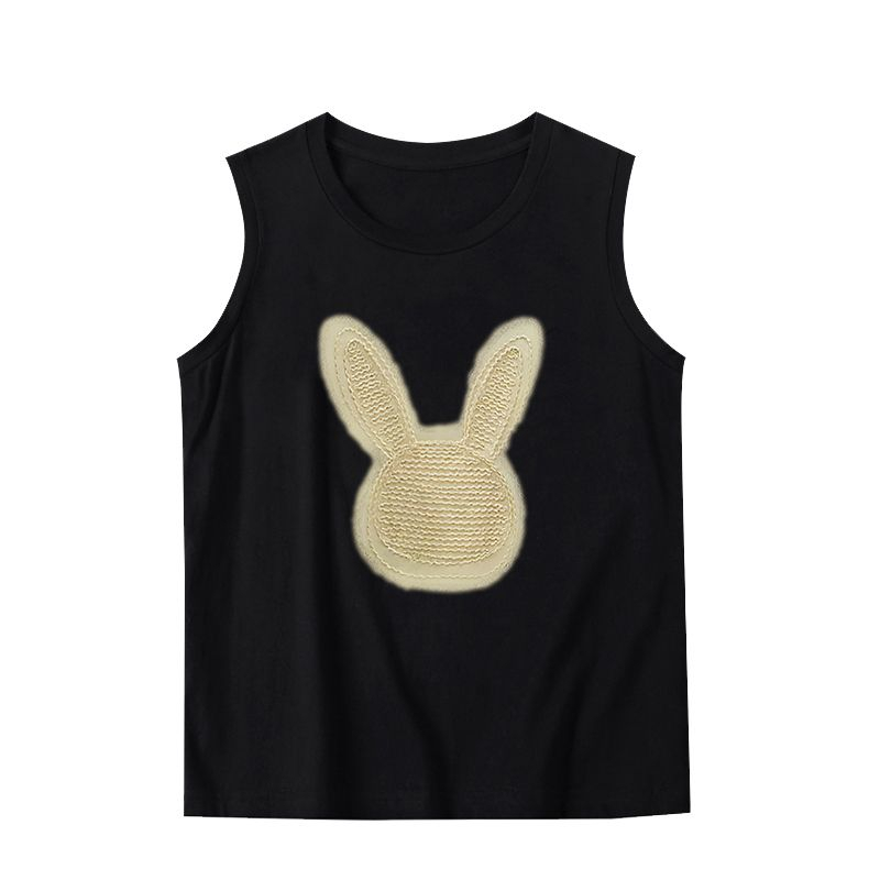 QADCOL Áo Thun Không Tay Dáng Rộng Họa Tiết Thỏ Phong Cách retro Thời Trang Mùa Hè Dành Cho Nữ