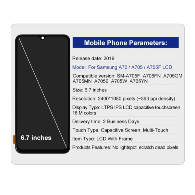 Màn Hình OLED Kèm Khung Cảm Ứng Thay Thế Chuyên Dụng Cho Samsung Galaxy A70 A705 A70 2019