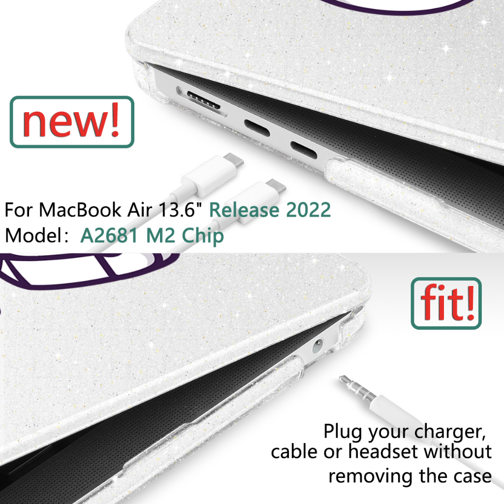 Ốp bảo vệ BATIANDA 2 trong 1 thích hợp cho MacBook Air13.3 13.6 Pro13 14 16 M2 M1 A2681 Touch ID A2179 Touch Bar A1706