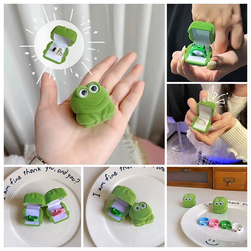 Hộp Đựng Nhẫn Hình Chú Ếch Xanh Dễ Thương Cho Cặp Đôi