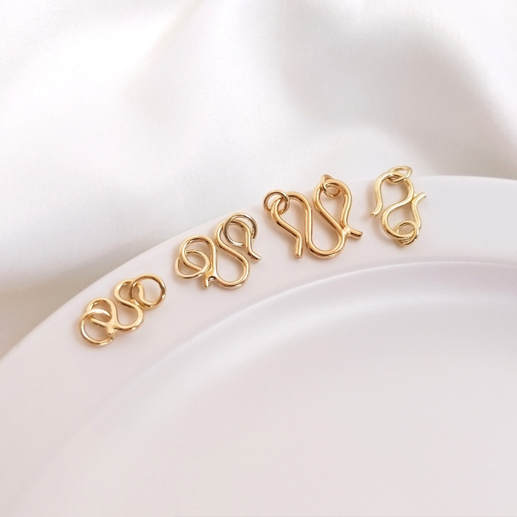 Móc Khóa Vòng Tay / Dây Chuyền Màu Vàng 14k Hình Chữ S diy