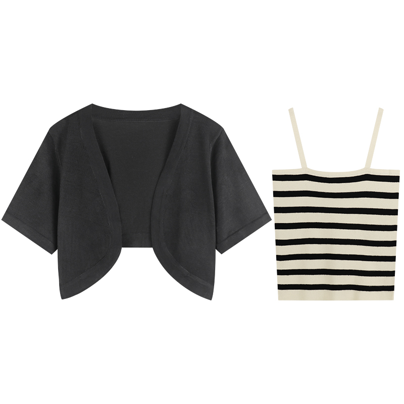 LANJIEXI Áo Khoác Cardigan Dệt Kim Mỏng Tay Ngắn Thời Trang Mùa Hè Dành Cho Nữ