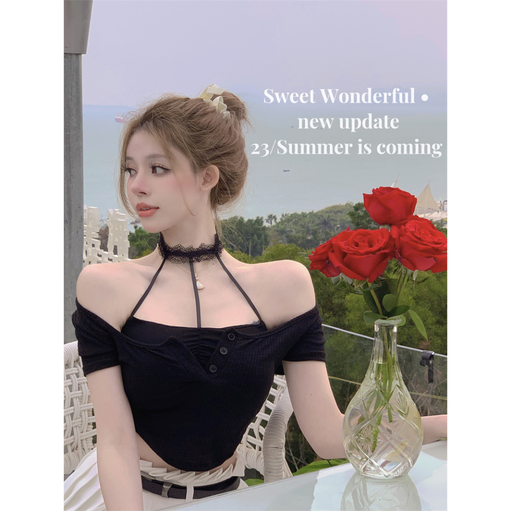 QADCOL Áo Thun Ngắn Mỏng Không Đối Xứng Mùa Hè Gợi Cảm Hàng Mới Dành Cho Bạn Nữ