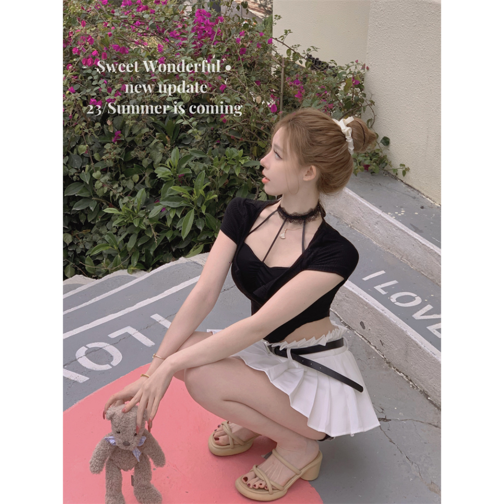 QADCOL Áo Thun Ngắn Mỏng Không Đối Xứng Mùa Hè Gợi Cảm Hàng Mới Dành Cho Bạn Nữ