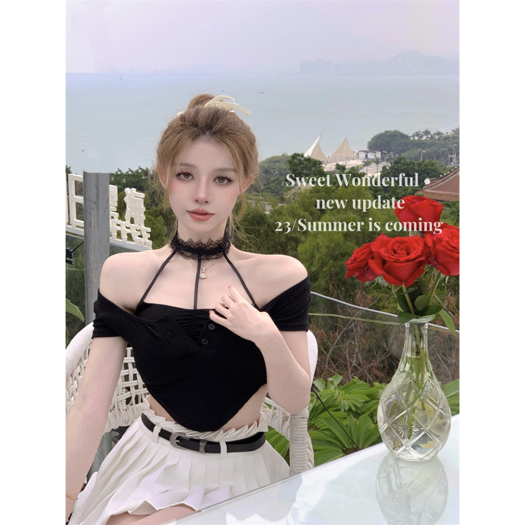 QADCOL Áo Thun Ngắn Mỏng Không Đối Xứng Mùa Hè Gợi Cảm Hàng Mới Dành Cho Bạn Nữ