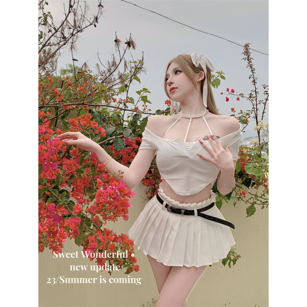 QADCOL Áo Thun Ngắn Mỏng Không Đối Xứng Mùa Hè Gợi Cảm Hàng Mới Dành Cho Bạn Nữ