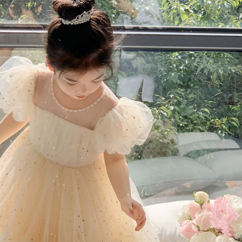 Đầm Công Chúa Phối Lưới Thời Trang Mùa Hè Hàn Quốc Cho Bé Gái