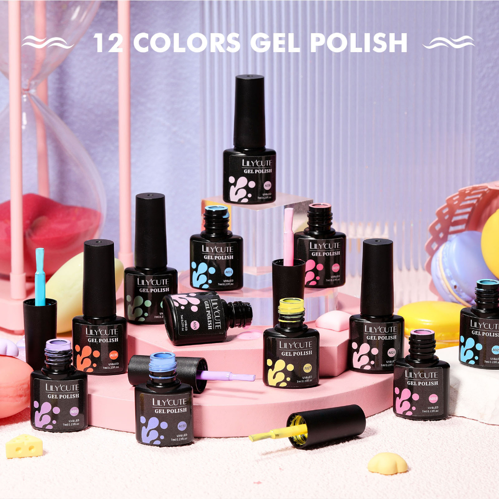 Bộ 12 Lọ Gel Sơn Móng Tay 7ml Màu Macaron Xinh Xắn