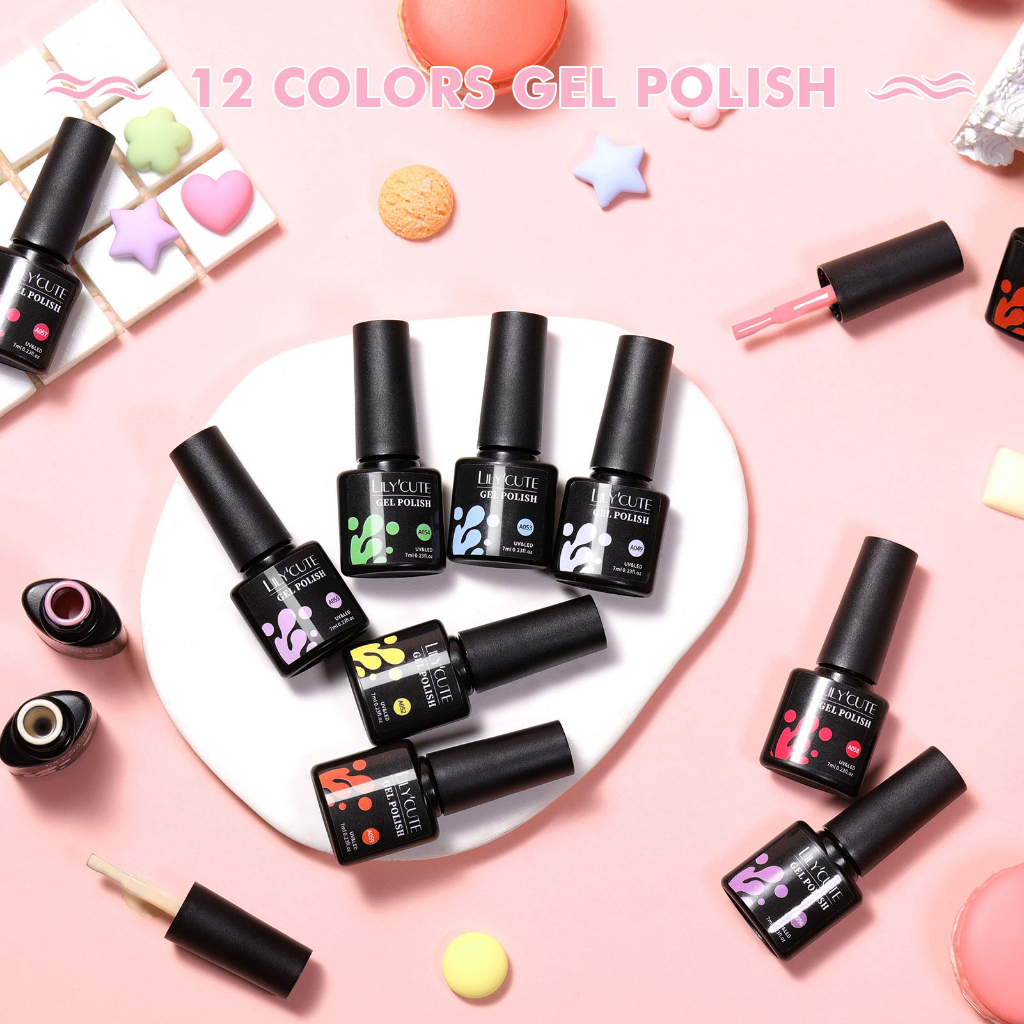 Bộ 12 Lọ Gel Sơn Móng Tay 7ml Màu Macaron Xinh Xắn