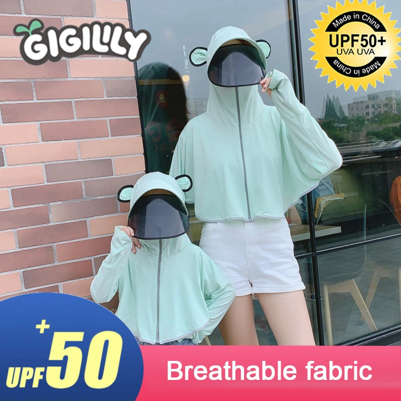 GIGILILY Áo Chống Nắng Tay Dài Bằng Lụa Lạnh Mỏng Thoáng Khí Chống Tia UV Phong Cách Thời Trang Mới Dành Cho Mẹ Và Bé
