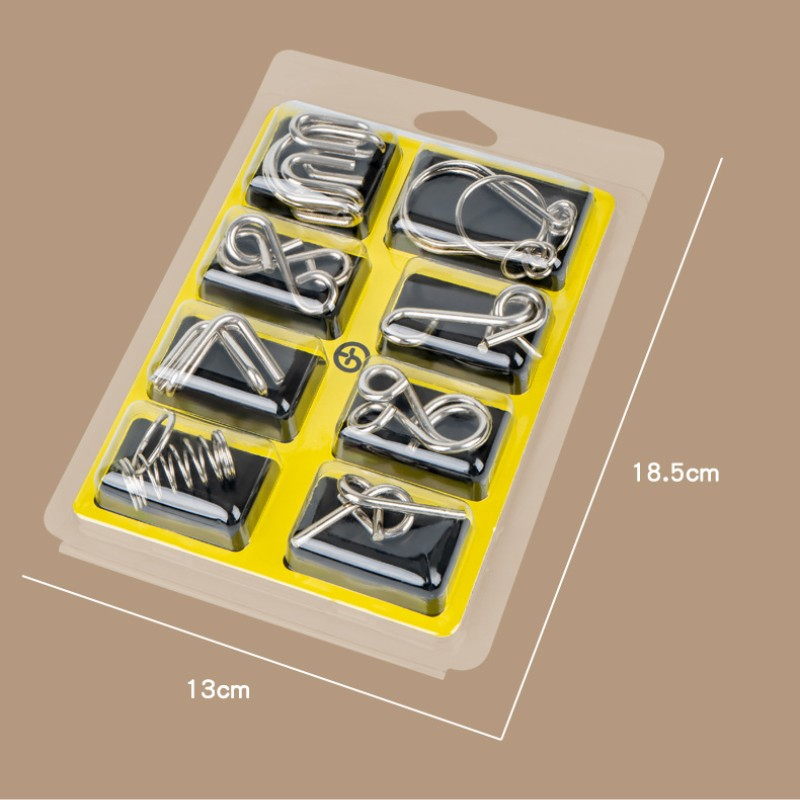 đồ chơi giáo dục cho bé Bộ Đồ Chơi Xếp Hình Bằng Kim Loại 8 Món Mở Khóa