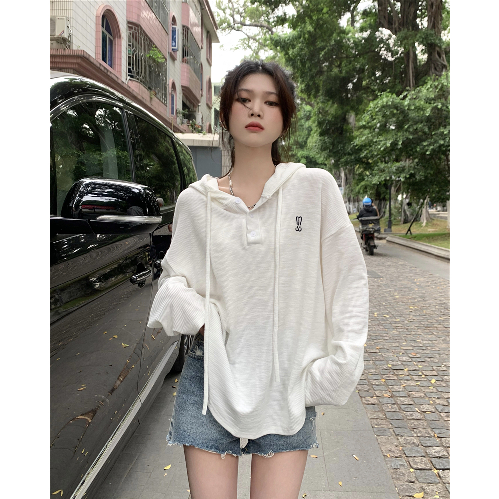 Xiaozhainv Áo Hoodie Tay Dài Dáng Rộng In Họa Tiết Thời Trang Hàn Quốc Cho Nữ