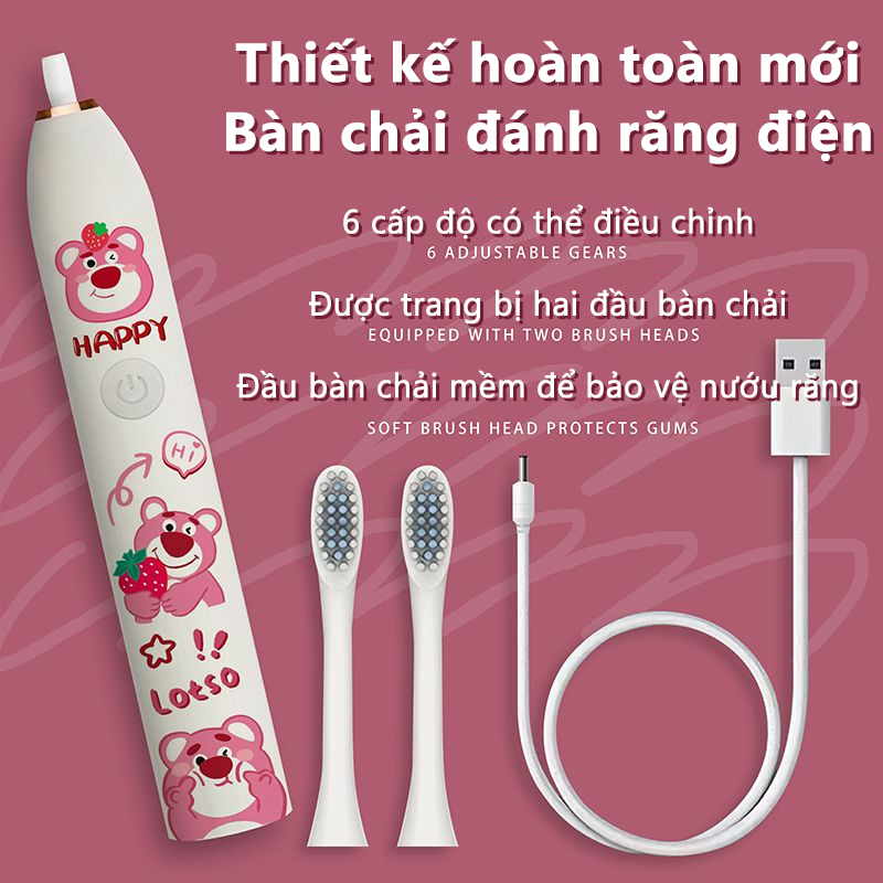 SUNNYCOLOR Nguyên tố gấu dâu tây Đánh răng điện hai đầu chống nước, sạc pin nhanh -Giúp mang đến nụ cười tươi sáng và tự tin hơn Thanh lịch Comfortable Beautiful ins R28Z000 36Z230909
