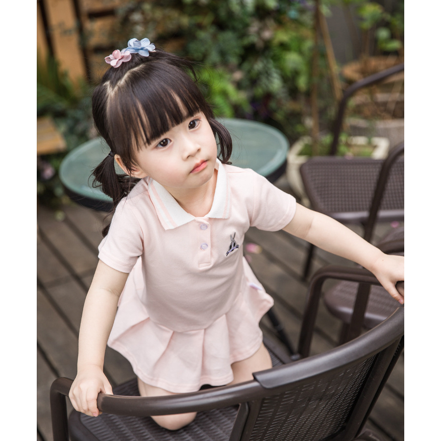 Sun baby Đầm Ngắn Tay Thêu Hình Thỏ Hoạt Hình Thời Trang Mùa Hè Hàn Quốc Dành Cho Nữ