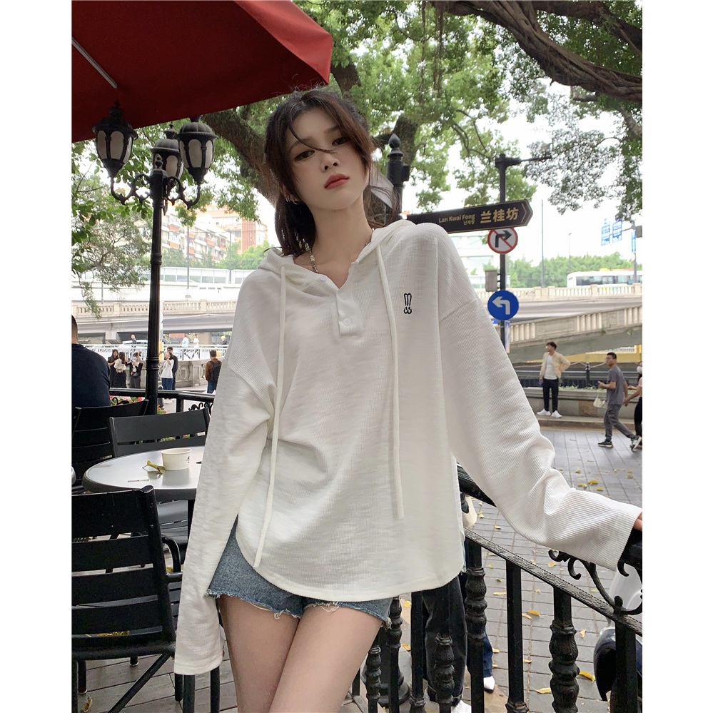 Xiaozhainv Áo Hoodie Tay Dài Dáng Rộng In Họa Tiết Thời Trang Hàn Quốc Cho Nữ