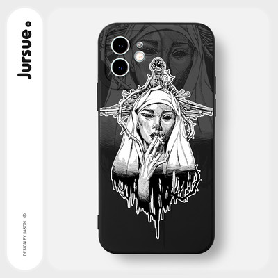 Ốp lưng JURSUE mềm chống bẩn hình ngầu độc lạ đen Cho iPhone 17 16 15 14 13 12 11 Pro Max SE 2020 X XR XS ip 8 7 Plus Y3322