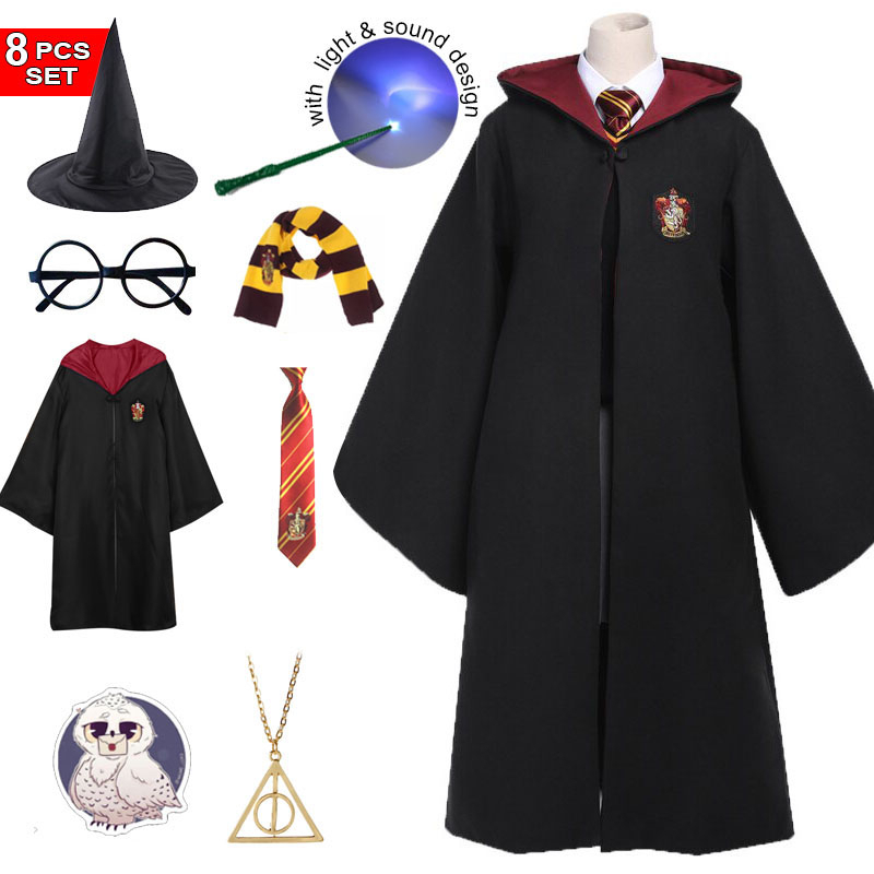 Set 8 Phụ Kiện Hóa Trang Halloween Gồm Áo Choàng + Cà Vạt + Khăn Choàng + Cà Vạt + Đũa