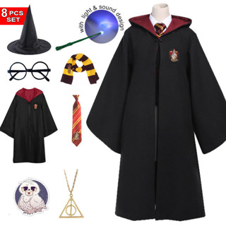 Set 8 Phụ Kiện Hóa Trang Halloween Gồm Áo Choàng + Cà Vạt + Khăn Choàng + Cà Vạt + Đũa