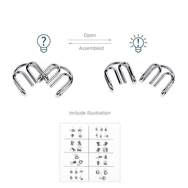 đồ chơi giáo dục cho bé Bộ Đồ Chơi Xếp Hình Bằng Kim Loại 8 Món Mở Khóa