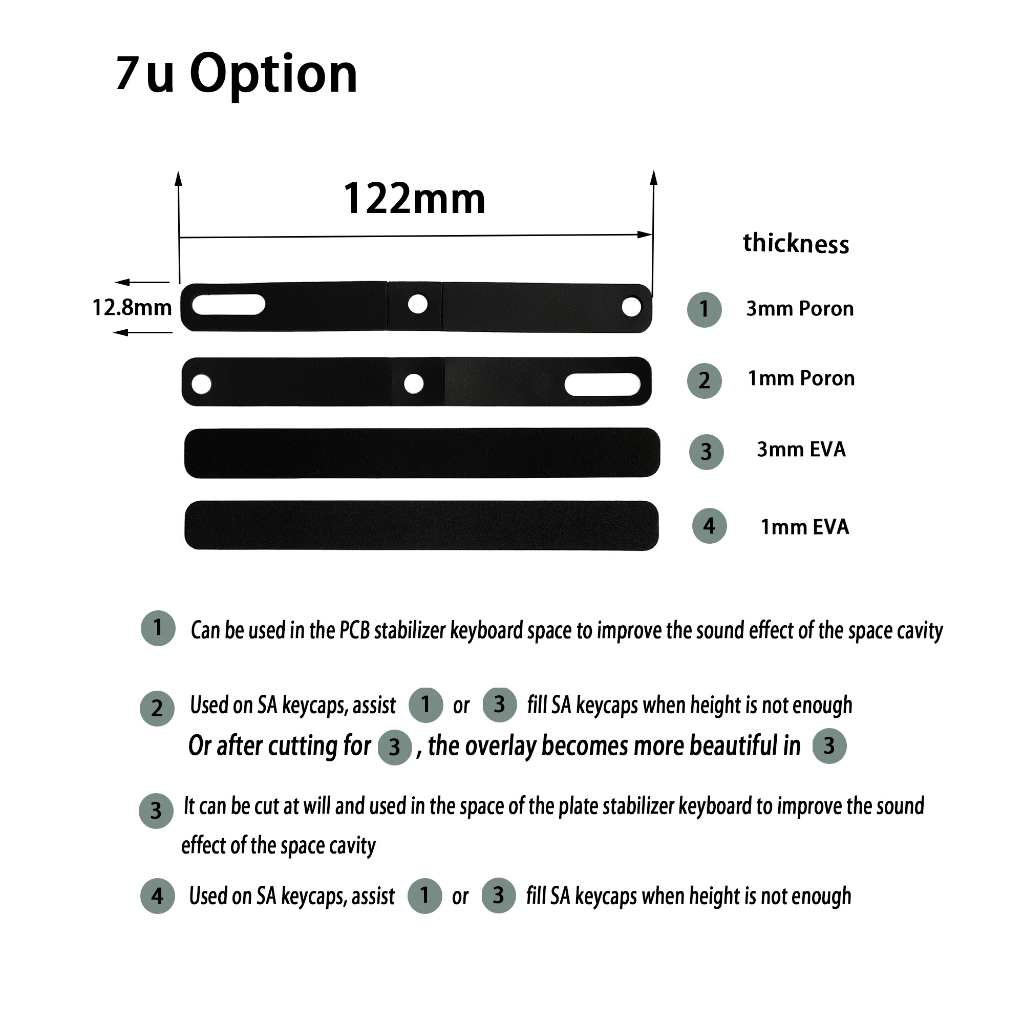 Thanh Mút Xốp EVA Cho Bàn Phím 6.25u 7u Mx