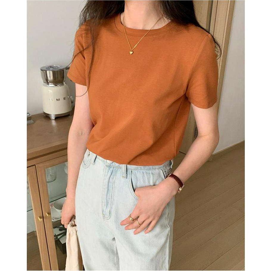 Áo Thun Cotton Cổ Tròn Ngắn Tay Thoải Mái Dễ Phối Đồ 61725