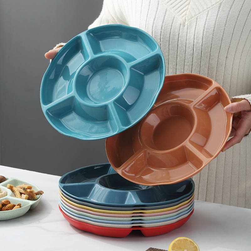 Đĩa Đựng Trái Cây 5 Ngăn Kích Thước 23 / 26 / 30 CM Bằng Chất Liệu Lúa Mạch