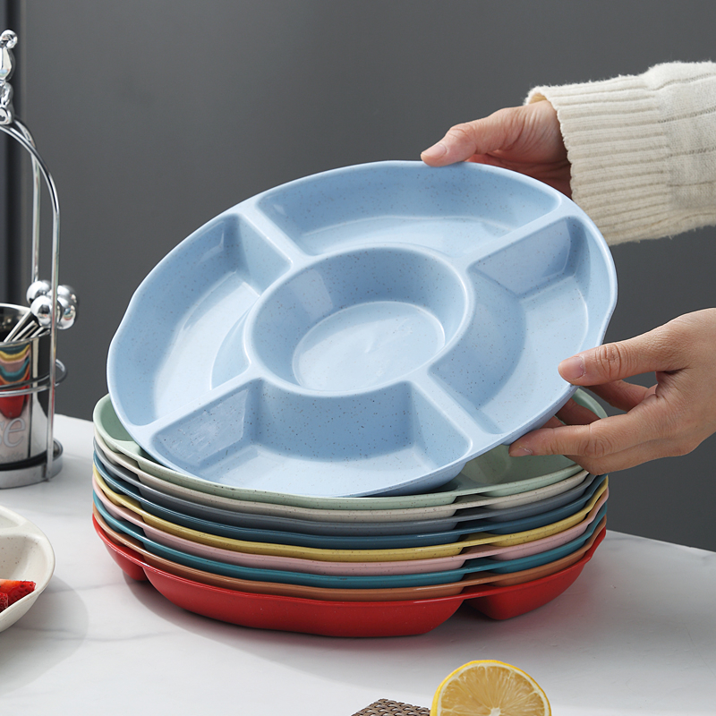 Đĩa Đựng Trái Cây 5 Ngăn Kích Thước 23 / 26 / 30 CM Bằng Chất Liệu Lúa Mạch