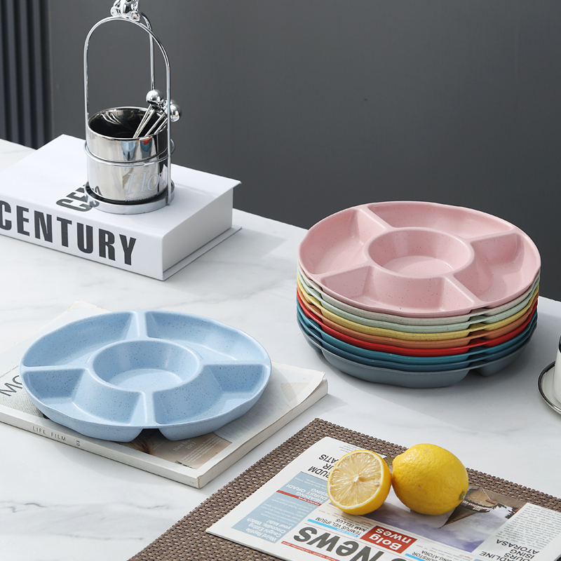 Đĩa Đựng Trái Cây 5 Ngăn Kích Thước 23 / 26 / 30 CM Bằng Chất Liệu Lúa Mạch