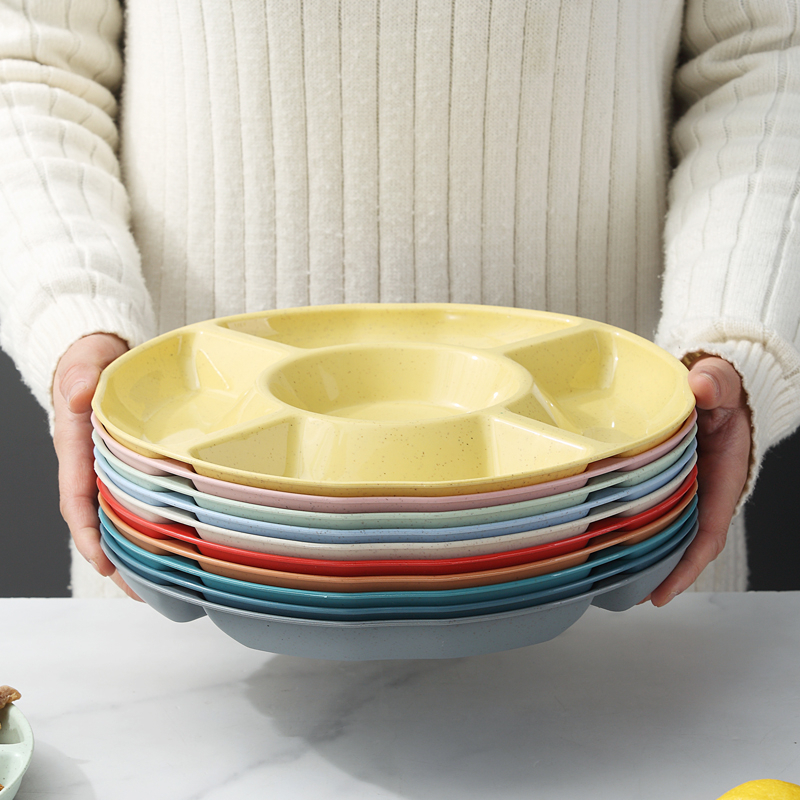 Đĩa Đựng Trái Cây 5 Ngăn Kích Thước 23 / 26 / 30 CM Bằng Chất Liệu Lúa Mạch