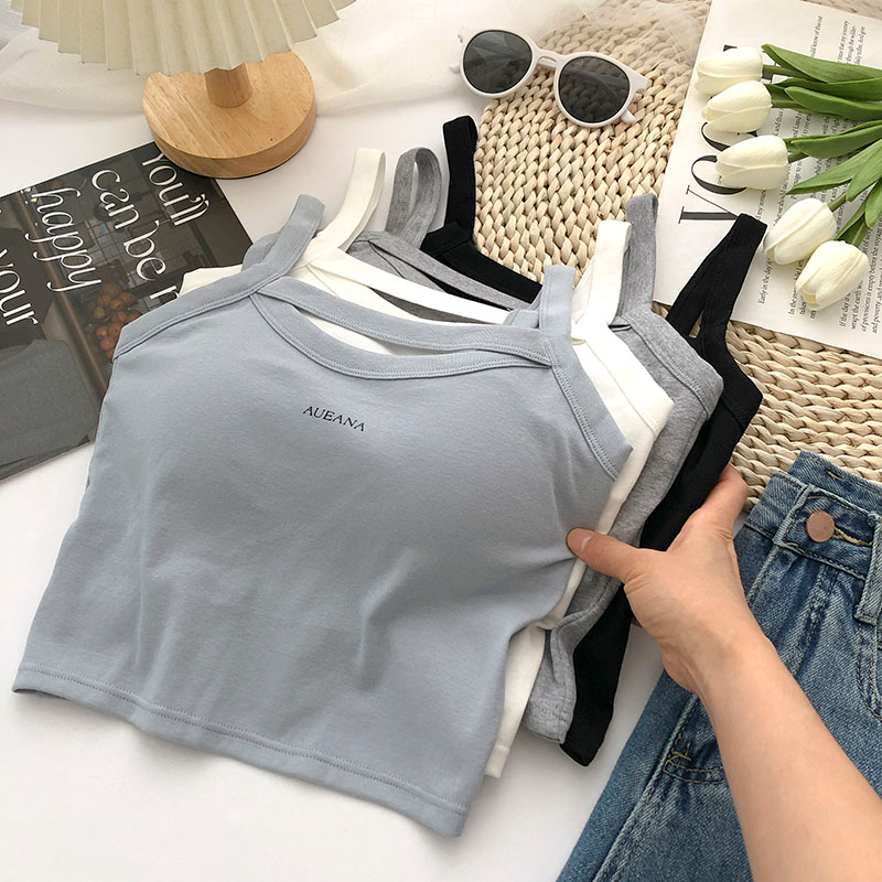 Áo Không Tay in Chữ Phong Cách Hàn Quốc Cho Nữ