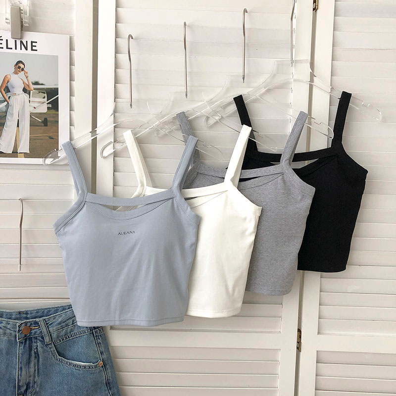 Áo Không Tay in Chữ Phong Cách Hàn Quốc Cho Nữ