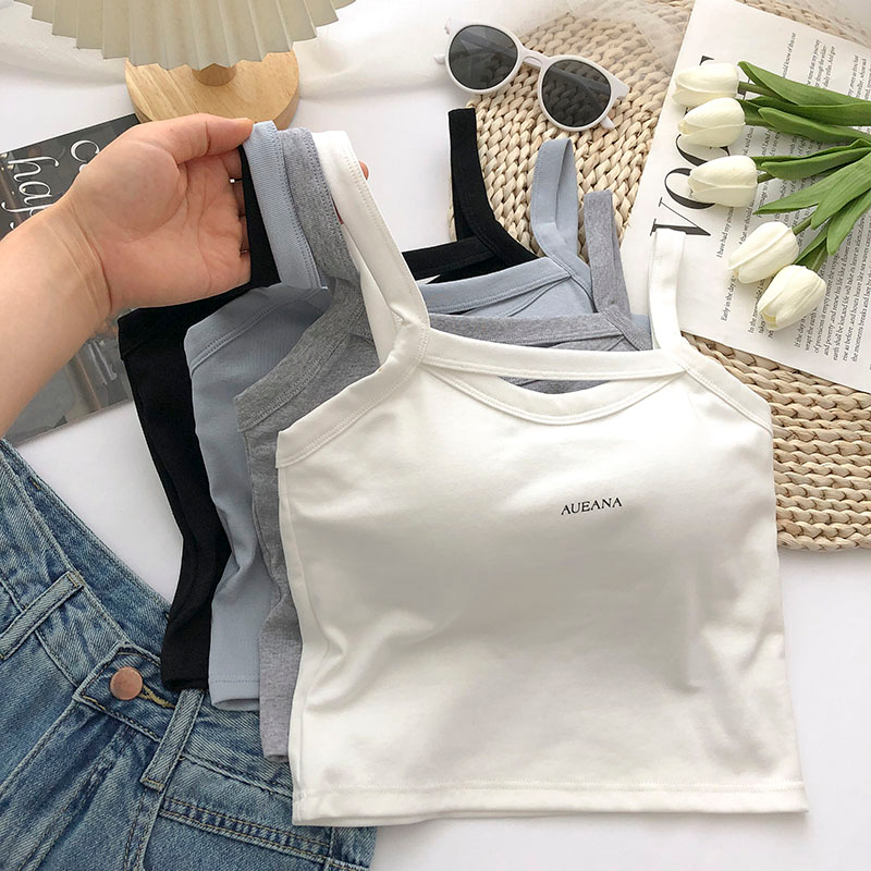 Áo Không Tay in Chữ Phong Cách Hàn Quốc Cho Nữ