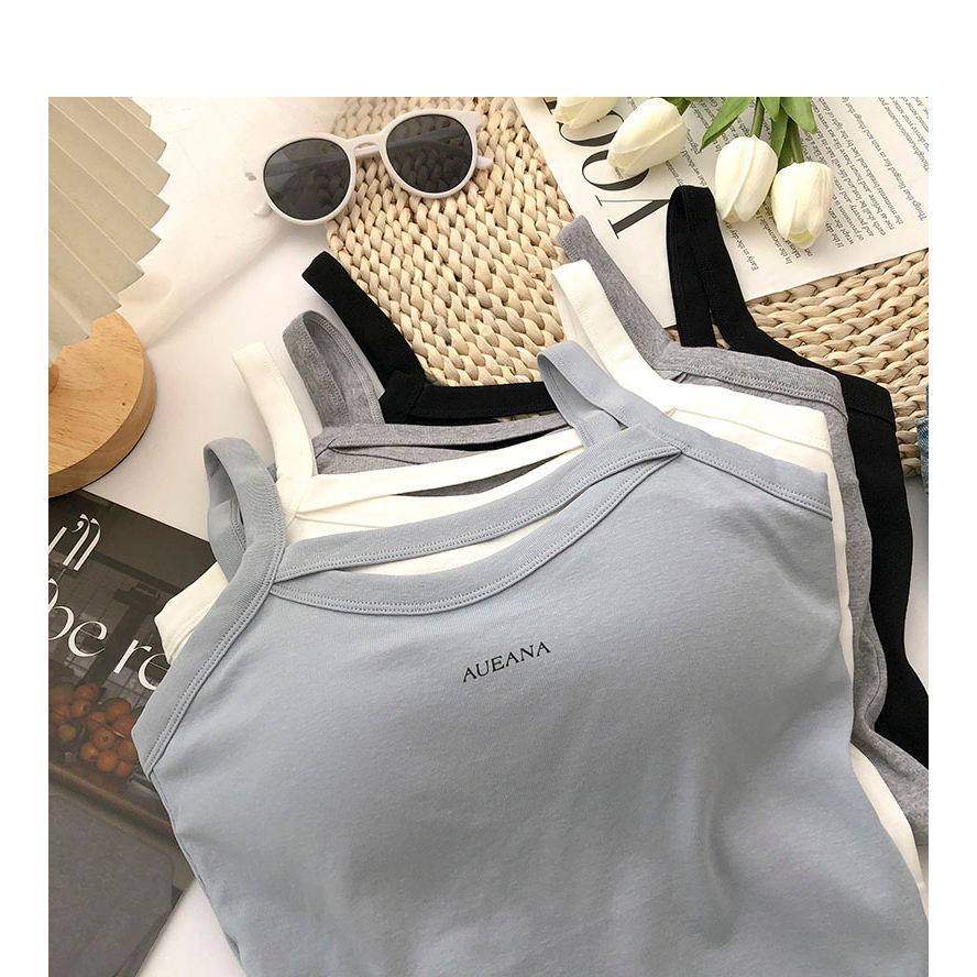 Áo Không Tay in Chữ Phong Cách Hàn Quốc Cho Nữ